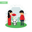 China travel vector illustration, flat style