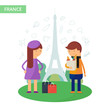 France travel vector illustration, flat style