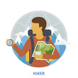 Hiker, vector illustration