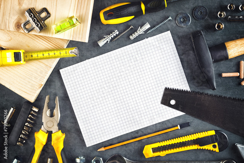 Fotografía Assorted Do It Yourself Tools and Notebook