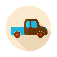 Pickup truck flat icon with long shadow