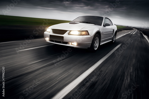 Fototapeta  Speed Car Clouds Asphalt