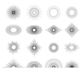set of vintage sunbusrt. geometric shapes and light ray