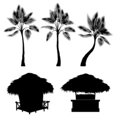 Tropical bungalow and palm