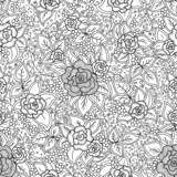 Fototapeta Kwiaty - vector seamless black and white floral pattern