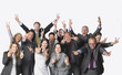 © Westend61 - Large group of business people with victory sign against white background