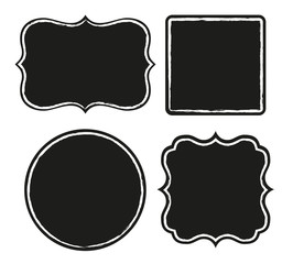Wall Mural - Set of black labels with rough border