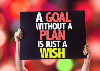 Wall Mural - A Goal Without a Plan is Just a Wish card with bokeh background