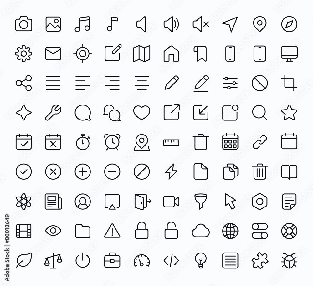 Outline vector icons for web and mobile - obrazy, fototapety, plakaty 