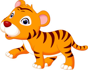 Wall Mural - Cute baby tiger cartoon