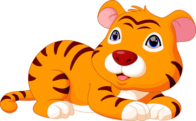 Wall Mural - Cute baby tiger cartoon