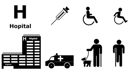 Poster - Soins et personnes handicapées en 8 icônes