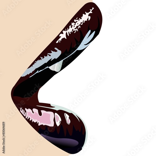 Naklejka na drzwi Realistic illustration of close up of lips