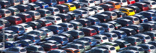 New Japanese car waitng for import at Kawasaki sea port , Japan Fototapeta