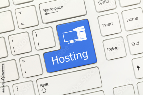 White conceptual keyboard - Hosting (blue key)