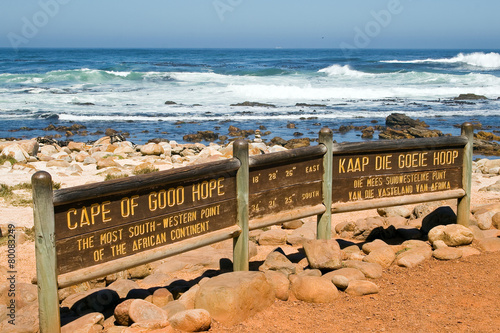 Fotografering Sign of the Cape of Good Hope. In the background the sea.