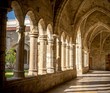 Santander Cathedral, hallway, columns and arches of the cloister