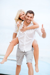 Sticker - couple having fun on the beach