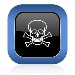 skull square glossy icon death sign