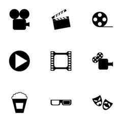 Sticker - Vector black cinema icon set