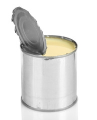 Wall Mural - Tin can of condensed milk isolated on white