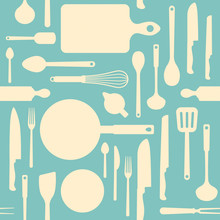 Vintage Kitchen Tools Seamless Pattern