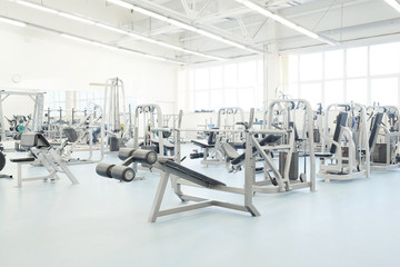 Wall Mural - Interior of a fitness hall with fitness equipment