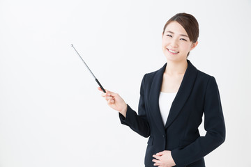 Wall Mural - asian businesswoman on white background