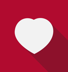 Wall Mural - White vector heart with long shadow