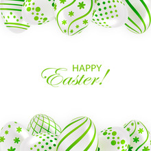 Easter Eggs With Green Pattern