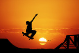 skateboard at sunset