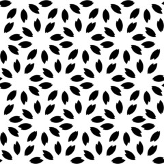 Wall Mural - Black and white seamless pattern with flower style.