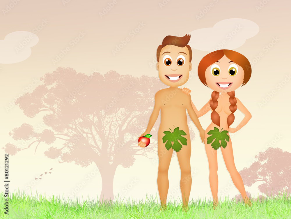 Adam and Eve in the Garden of Eden Stock Illustration | Adobe Stock