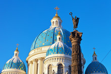 St. Petersburg. Dome Of Trinity Cathedral And Column Of Glory