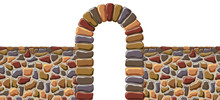 Arch And The Wall Of Rough Stone. Vector.