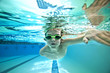 canvas print picture - kid swimming laps