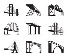 Different Bridges In Perspective - Vector Illustration