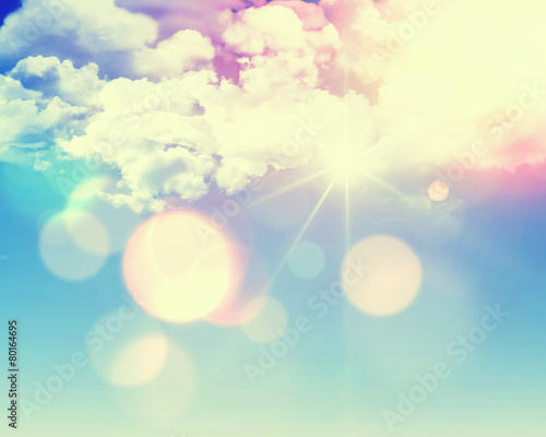 Sunny blue sky with retro effect