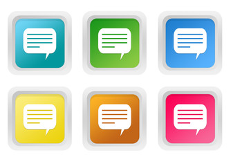 Wall Mural - set of squared colorful buttons with conversation symbol