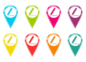 Wall Mural - set of icons for markers on maps with pencil symbol