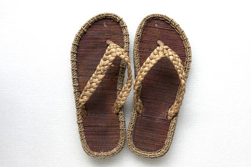 Handmade sandles on white background