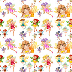 Wall Mural - Seamless fairies