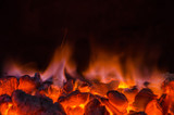 Fototapeta Panele - Hot coals in the fire