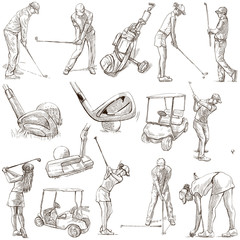 Canvas Print - Golf and Golfers - Hand drawn pack