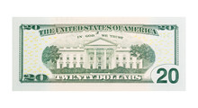 $20 Banknote U.S. Dollars Isolated On White Background.