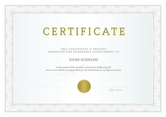 Wall Mural - Certificate, Diploma of completion, vector design template