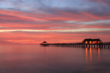 Naples Pier At Sunset, Gulf Of Mexico, USA