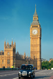 Fototapeta Londyn - Taxi and Big Ben
