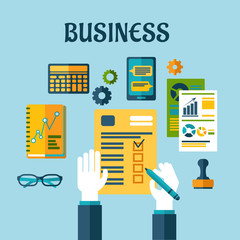 Poster - Business and office flat icons