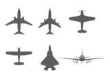 Fototapeta  - airplane icons. passenger plane, fighter plane and screw